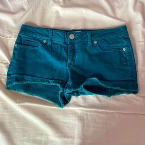 aeropostale teal cut off jeans shorts